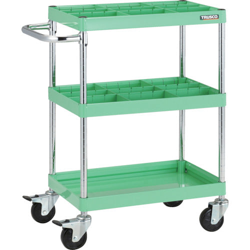 TRUSCO Tool Wagon Falcon Wagon 600X400 with Divider Plate, Rubber Wheels, Young Green FAW-963S2-YG 1 Unit
