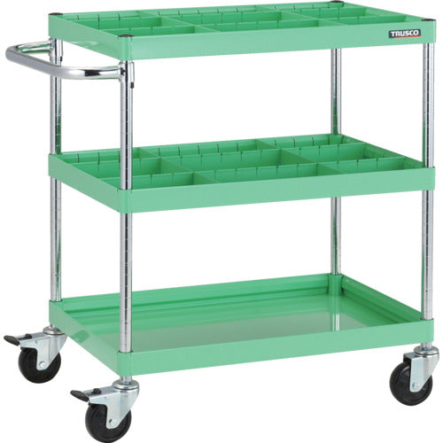 TRUSCCO 툴 왜건 팔콘 왜건 750X500 칸막이 판 부착 고무 바퀴 영 그린 FAW-973S2-YG 1대