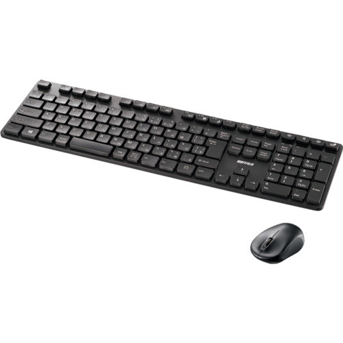 BAFFALO Wireless 2.4GHz Quiet Design Full Keyboard and Mouse Set Japanese Layout Black BSKBW320SBK 1 pc