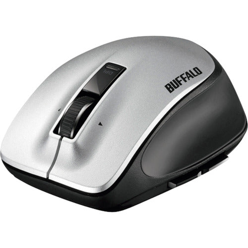 BAFFALO Wireless Laser Premium Fit Mouse, Medium Size, Silver, BSMLW500MSV, 1 pc