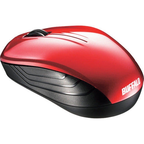 BAFFALO Wireless Blue LED 3 Button Standard Mouse Red BSMBW107RD 1 pc