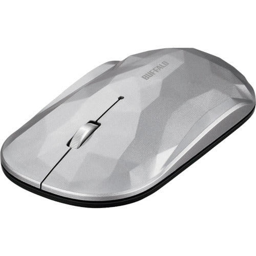 BAFFALO Thin 3-Button Wireless Blue LED Mouse Geometry Silver BSMBW330GSV 1 pc