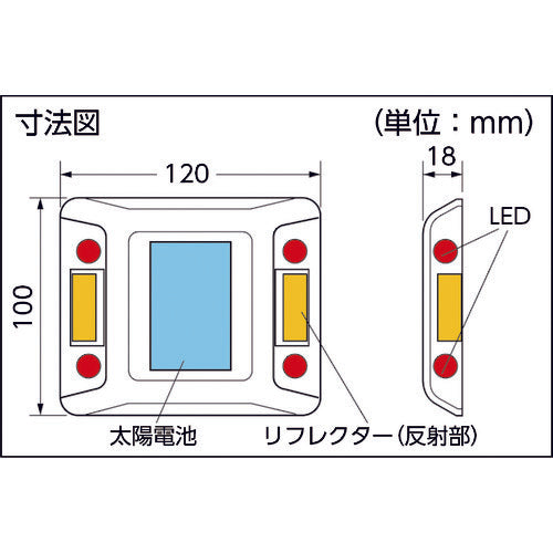 ＣＡＴＥＹＥ　ルミナスアイ・マイティ　ソーラー式点滅　両面　黄　LE-260A　1 個