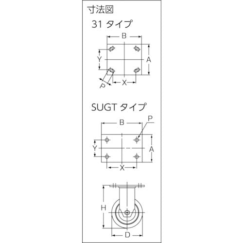 ＳＵＧＡＴＳＵＮＥ　（２０００１２４４３）ＳＵＧＴ−７６Ｒ−ＰＳＥ重量用キャスター　SUGT-76R-PSE　1 個