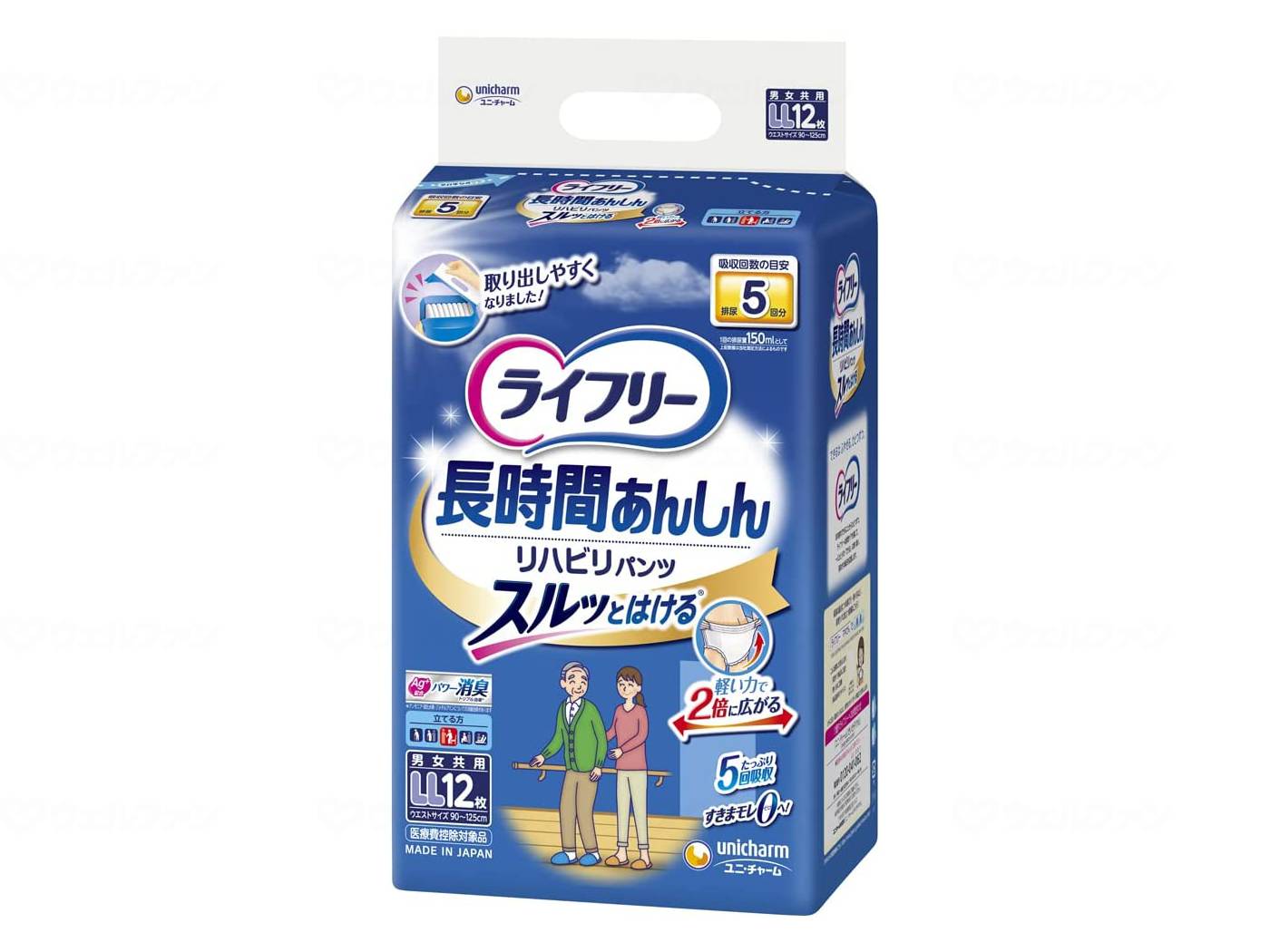 Unicharm T Long-lasting Rehabilitation Pants LL 12 pieces bag LL