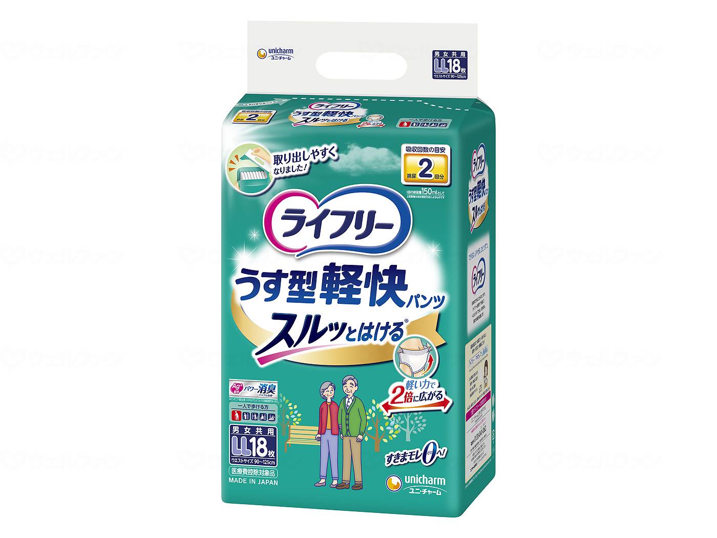 ユニ・チャームTうす型軽快パンツLL18枚 袋 LL