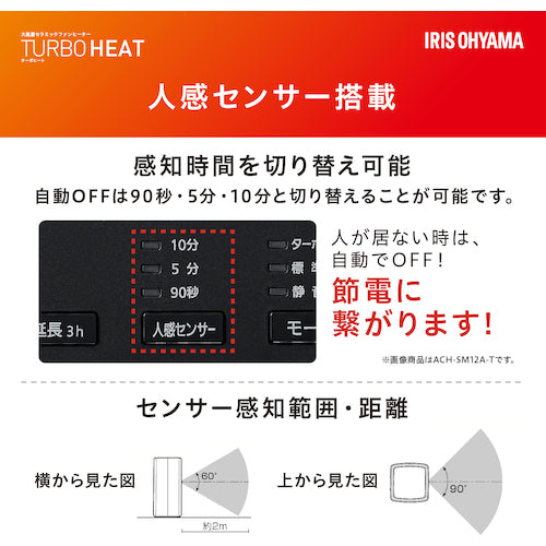 ＩＲＩＳ　２９６２６７　スリムセラミックファンヒーター人感センサー付き　ブラウン　ACH-SM12A-T　1 台