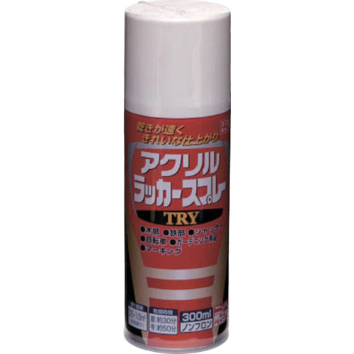 ニッぺ　アクリルラッカースプレーＴＲＹ　３００ｍｌ　ホワイト　２２２Ｔ００１−３００　4976124253607　1 本