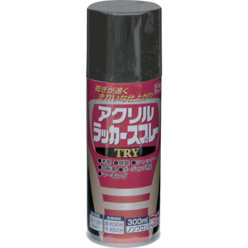 ニッぺ　アクリルラッカースプレーＴＲＹ　３００ｍｌ　ブラック　２２２Ｔ００３−３００　4976124253621　1 本
