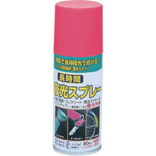 ニッぺ　長時間夜光スプレー　８０ｍｌ　赤色　ＨＵＱ００３−８０　4976124322358　1 本