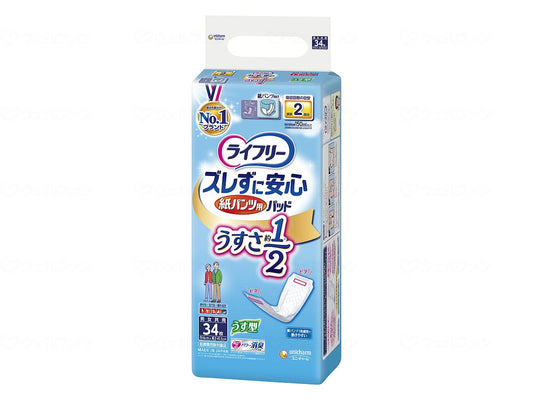 ユニ・チャームｽﾞﾚずに安心うす型紙ﾊﾟﾝﾂ用尿とりﾊﾟｯﾄﾞ34枚 袋