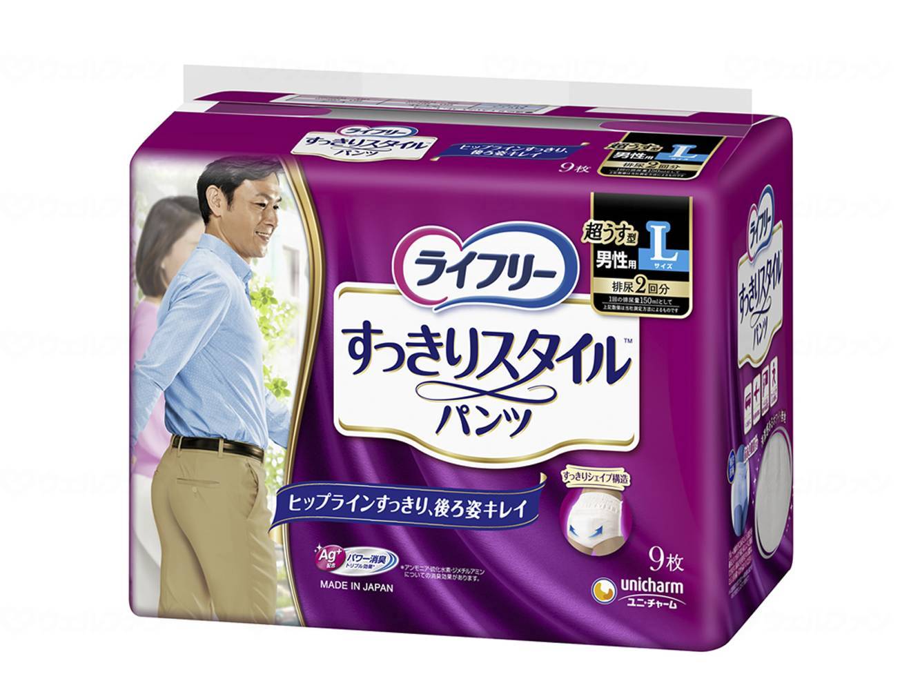 Unicharm T Lifely Clean Style Pants (for men) Bag L 9 pieces