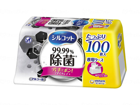 Unicharm Silcot 99.9% Antibacterial WT Large Capacity 100 Pieces