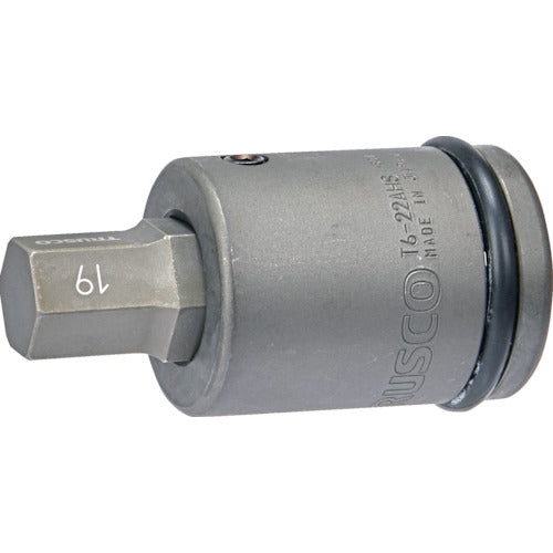 ＴＲＵＳＣＯ　インパクト用ヘキサゴンソケット差替式ソケット・ビット　差込角１９．０ｍｍ　対辺１９ｍｍ　T6-19AHH　1 Ｓ