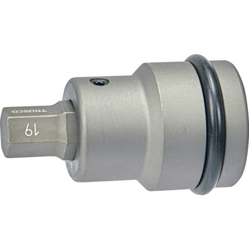 ＴＲＵＳＣＯ　インパクト用ヘキサゴンソケット差替式ソケット・ビット　差込角２５．４ｍｍ　対辺１９ｍｍ　T8-19AHH　1 Ｓ