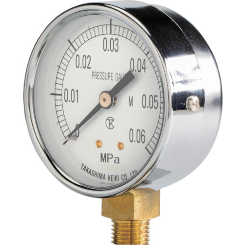 高島　一般圧力計（Ａ枠立型・φ６０）　圧力レンジ０．０〜０．４ＭＰａ　Ｒ１／４　【１０１２０４０】　1012040　1 個