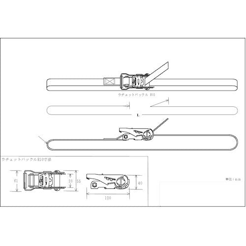 ＴＥＳＡＣ　ラッシングベルト（ベルト荷締機）ラチェットバックル式エンドレスタイプ　R10N040-000A　1 台