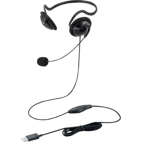 ELECOM 유선 헤드셋 넥 밴드형 마이크 ​​암 부착 USB-A 양귀 블랙 HS-NB05UCBK 1개