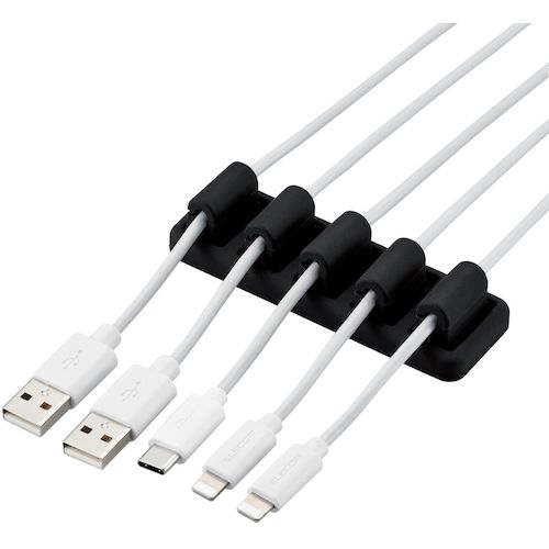 ELECOM 케이블 홀더 단선 방지 마그넷식 블랙 EKC-CHS01BK 1개