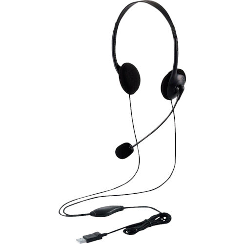 ELECOM 유선 헤드셋 오버 헤드형 마이크 ​​암 부착 USB-A 양귀 블랙 HS-HP22UCBK 1개