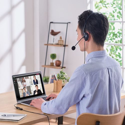 ELECOM 유선 헤드셋 오버 헤드형 마이크 ​​암 부착 USB-A 양귀 블랙 HS-HP22UCBK 1개