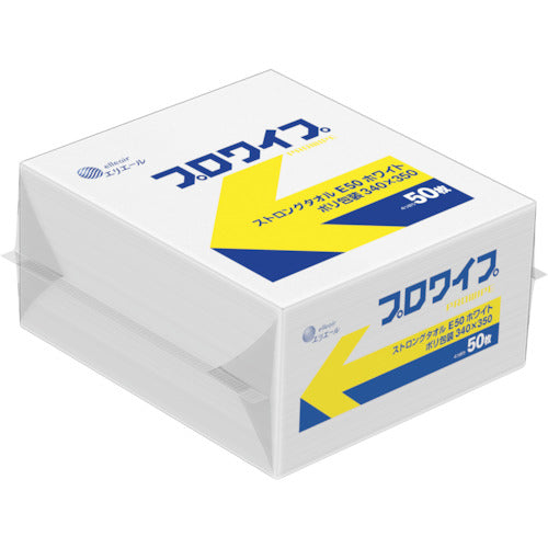 エリエール　プロワイプストロングタオルＥ５０　ホワイト　ポリ包装　３４０×３５０　823652　1 CS
