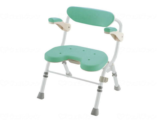 Richell Folding Shower Chair U-Shaped with Armrests Green U