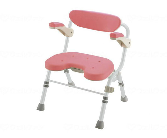 Richell Folding Shower Chair U-Shaped with Armrests Pink U
