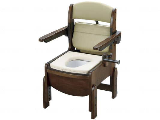 Richell Wooden Toilet Kiraku Compact Armrest Lift Soft Seat