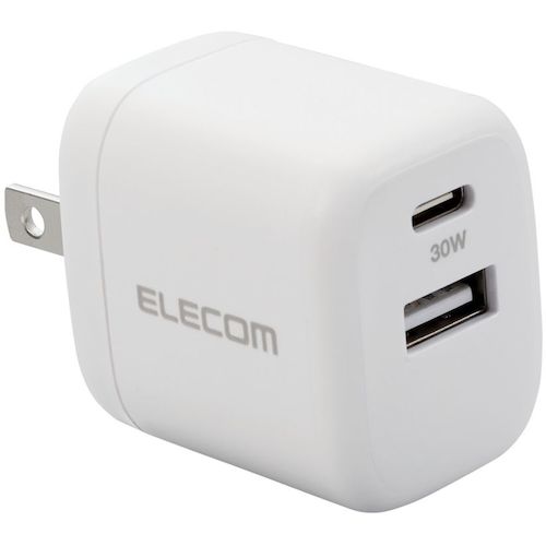 ELECOM AC 충전기 USB 충전기 USB PD 준수 30W USB-C/USB-A 각 1포트 화이트 MPA-ACCP30WH 1개