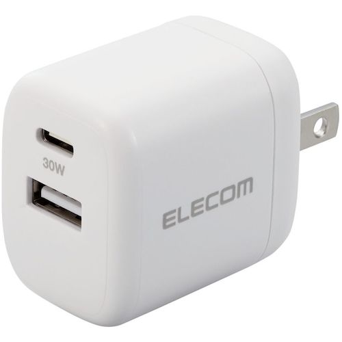 ELECOM AC 충전기 USB 충전기 USB PD 준수 30W USB-C/USB-A 각 1포트 화이트 MPA-ACCP30WH 1개