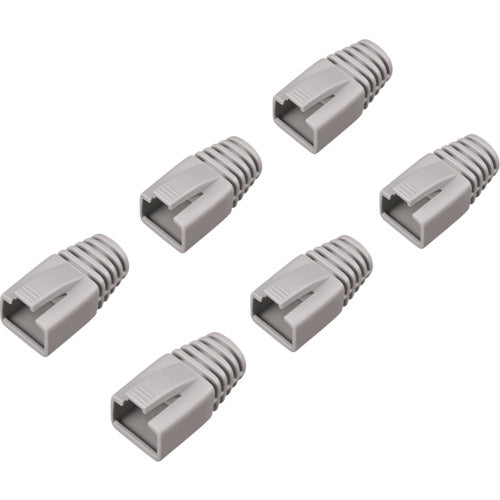 BAFFALO Pre-attached Connector Protective Covers (6 pieces) Light Gray BLABRJ45LG6 1 bag
