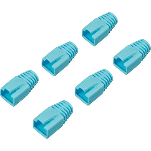BAFFALO Pre-attached Connector Protective Covers, Pack of 6, Blue, BLABRJ45BL6, 1 Bag