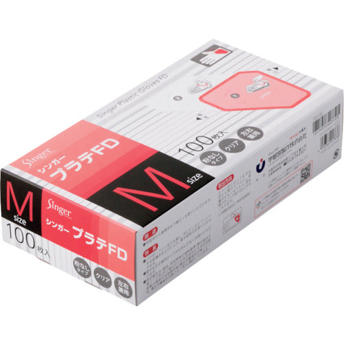シンガー　シンガープラスチック手袋ＦＤ（１００枚入）Ｍ　PVC0504PFTBM　1 箱