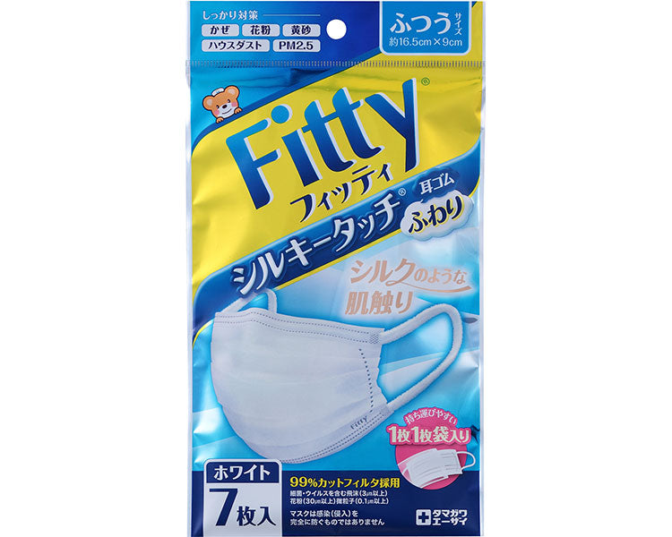 フィッティ　シルキータッチ耳ゴムふわり / ふつうサイズ　ホワイト　7枚入　1 ケース(10袋入)