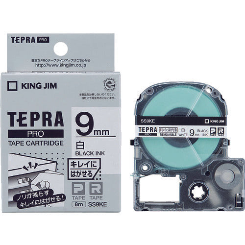 KING JIM 【순정】 “테프라” PRO 테이프 9 mm 깨끗하게 벗기는 라벨/흰색 라벨/흑문자 길이 8 m SS9KE 1개