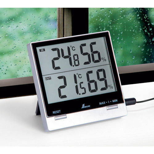 Shinwa Digital Thermo-Hygrometer Smart C Maximum/Minimum Indoor/Outdoor Waterproof External Sensor 73120 1 Unit
