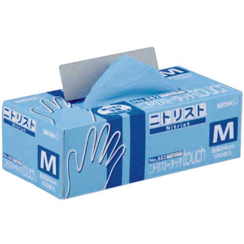 ＳＨＯＷＡ　ニトリルゴム使い捨て手袋　Ｎｏ８８２　ニトリスト・タッチ１００枚入　ＳＳサイズ　NO882-SS　1 箱