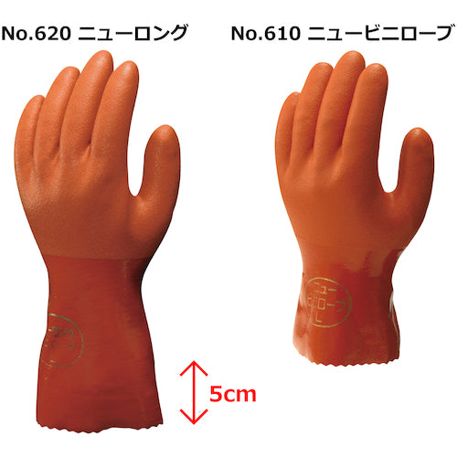 ＳＨＯＷＡ　塩化ビニール手袋　まとめ買い　簡易包装ニュービニローブ（１０双入）　オレンジ　Ｌサイズ　NO610-L10P　1 袋