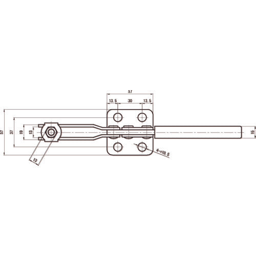 Super Downward Presser Toggle Clamp (Horizontal Handle Type) Total Length: 252mm Clamping Force: 2.8kN Flange Base Stainless Steel (SUS304) STDBL38F 1 pc