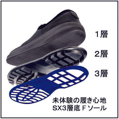 シモン　安全靴　編上靴　ＳＬ２２−ＢＬ黒／ブルー　２５．０ｃｍ　SL22BL-25.0　1 足