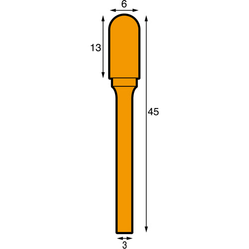 NRS Carbide Bur, Bullet Cut, Blade Diameter 6 x Blade Length 13 x Shaft Diameter 3 x Shaft Length 32, Brazed, TCBT3240, 1 pc