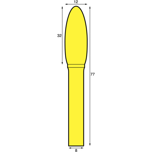 ＮＲＳ　超硬バー　楕円ｓカット　刃径１２×刃長３２×軸径８×軸長４５　ロー付　TCBT5600-8　1 本