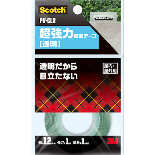 ３Ｍ　スコッチ　超強力両面テープ　透明タイプ　１２ｍｍ×１ｍ　PV-CLR　1 巻