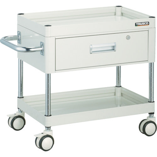 TRUSCO Tool Wagon Falcon Wagon with 1 Drawer 750 x 500 Urethane Double Wheels White FAW-672VD-W 1 Unit