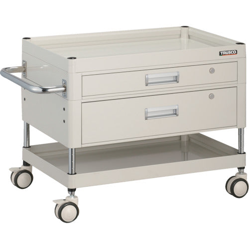 TRUSCO Tool Wagon Falcon Wagon with Drawer 750X500 Urethane Double Wheels White FAW-672VZD-W 1 Unit