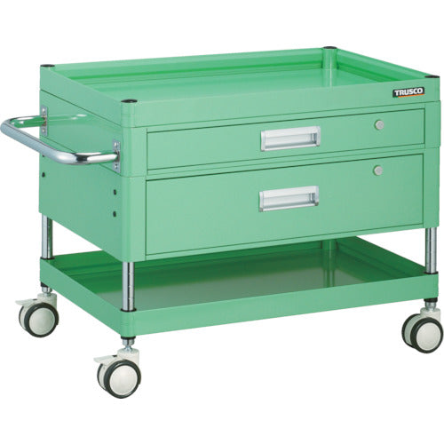 TRUSCO Tool Wagon Falcon Wagon with Drawer 750X500 Urethane Double Wheels Young Green FAW-672VZD-YG 1 Unit