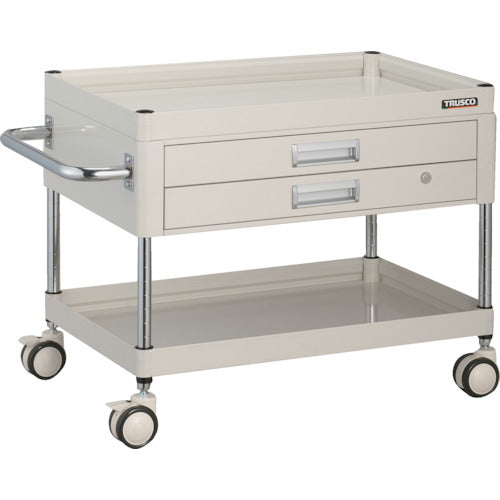 TRUSCO Tool Wagon Falcon Wagon with 2 Drawers 750 x 500 Urethane Double Wheels White FAW-672XD-W 1 Unit