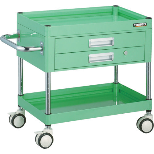 TRUSCO Tool Wagon Falcon Wagon with 2 Drawers 750 x 500 Urethane Double Wheels Young Green FAW-672XD-YG 1 Unit