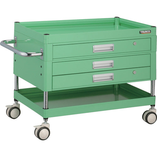 ＴＲＵＳＣＯ　ツールワゴン　ファルコンワゴン　引出付　７５０Ｘ５００　ウレタン双輪　ヤンググリーン　FAW-672XZD-YG　1 台